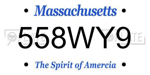 558WY9 Massachusetts License Plate