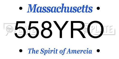 558YRO Massachusetts License Plate