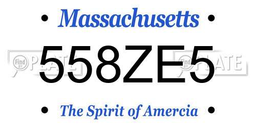 558ZE5 Massachusetts License Plate