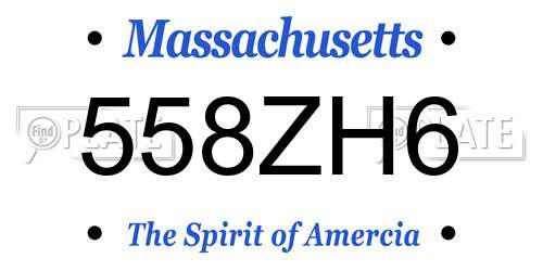 558ZH6 Massachusetts License Plate