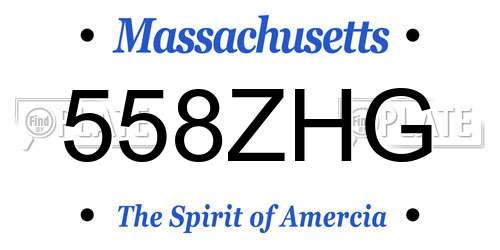 558ZHG Massachusetts License Plate