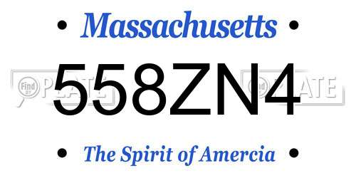 558ZN4 Massachusetts License Plate