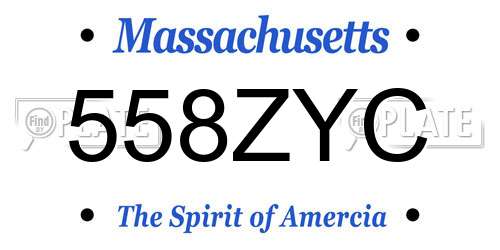 558ZYC Massachusetts License Plate