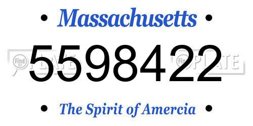 5598422 Massachusetts License Plate