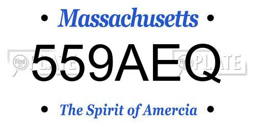 559AEQ Massachusetts License Plate