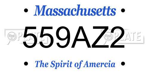 559AZ2 Massachusetts License Plate