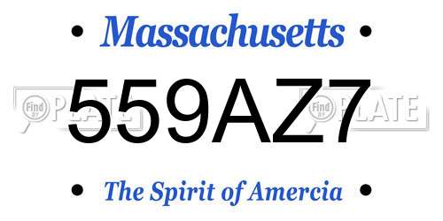 559AZ7 Massachusetts License Plate