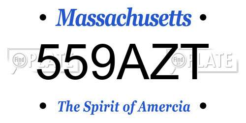 559AZT Massachusetts License Plate