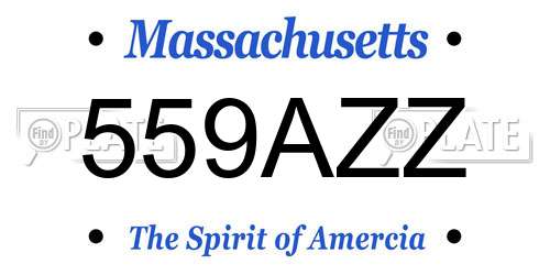 559AZZ Massachusetts License Plate