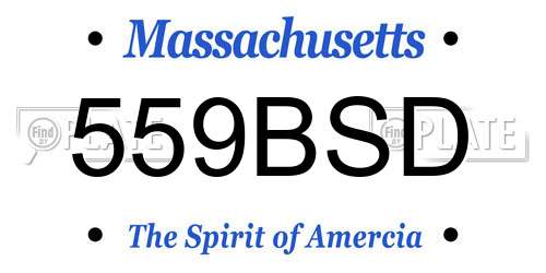 559BSD Massachusetts License Plate