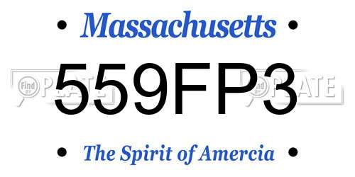 559FP3 Massachusetts License Plate