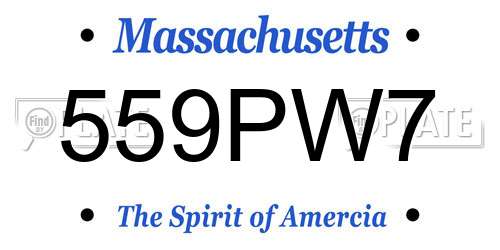 559PW7 Massachusetts License Plate