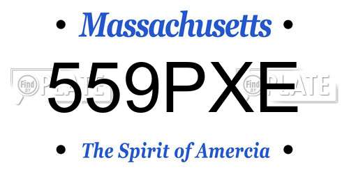 559PXE Massachusetts License Plate