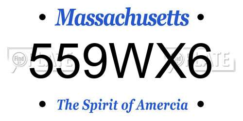 559WX6 Massachusetts License Plate