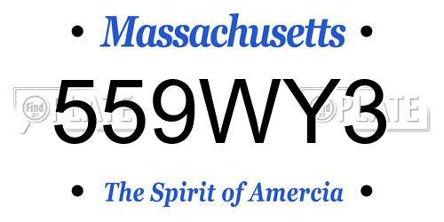 559WY3 Massachusetts License Plate