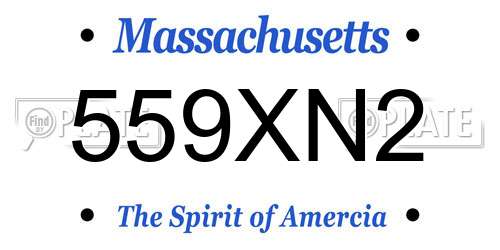 559XN2 Massachusetts License Plate