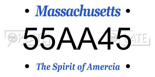 55AA45 Massachusetts License Plate