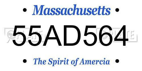 55AD564 Massachusetts License Plate