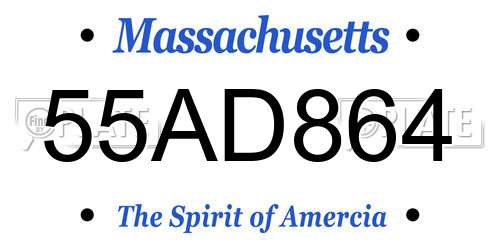 55AD864 Massachusetts License Plate
