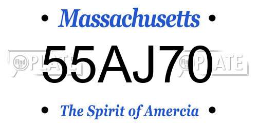 55AJ70 Massachusetts License Plate