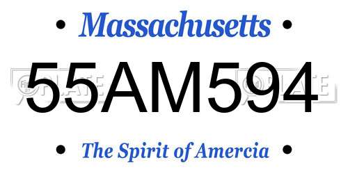 55AM594 Massachusetts License Plate