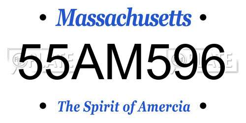 55AM596 Massachusetts License Plate