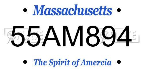55AM894 Massachusetts License Plate