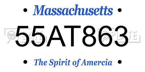 55AT863 Massachusetts License Plate