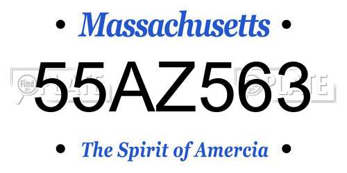 55AZ563 Massachusetts License Plate