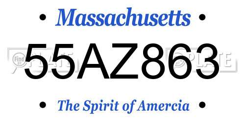 55AZ863 Massachusetts License Plate