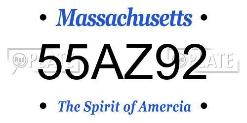 55AZ92 Massachusetts License Plate