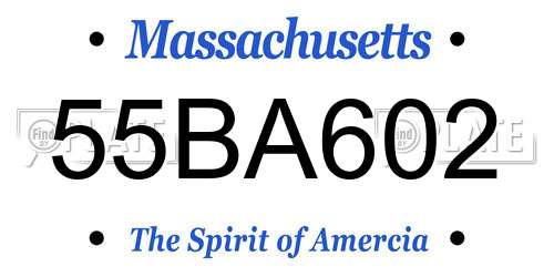 55BA602 Massachusetts License Plate