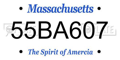 55BA607 Massachusetts License Plate