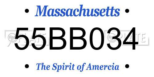 55BB034 Massachusetts License Plate