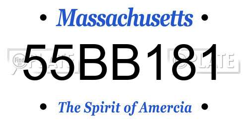 55BB181 Massachusetts License Plate