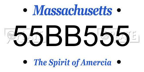 55BB555 Massachusetts License Plate