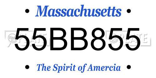 55BB855 Massachusetts License Plate