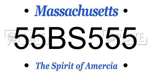 55BS555 Massachusetts License Plate