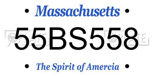 55BS558 Massachusetts License Plate