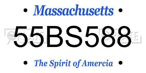 55BS588 Massachusetts License Plate