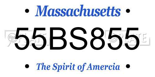 55BS855 Massachusetts License Plate