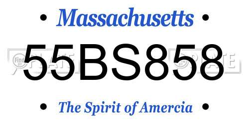 55BS858 Massachusetts License Plate