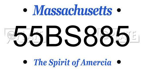 55BS885 Massachusetts License Plate