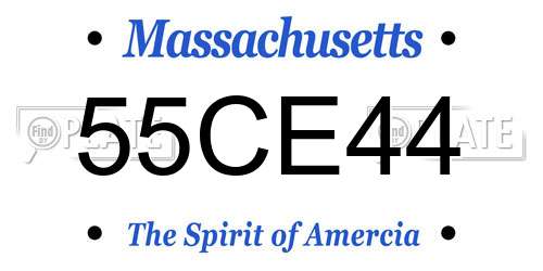 55CE44 Massachusetts License Plate