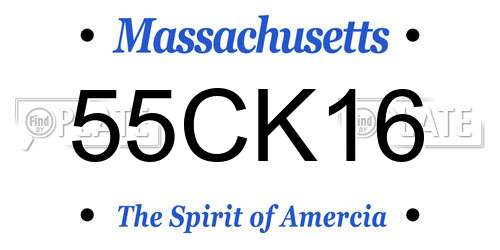 55CK16 Massachusetts License Plate