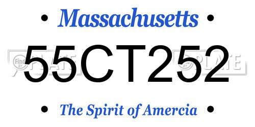 55CT252 Massachusetts License Plate