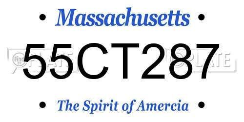 55CT287 Massachusetts License Plate