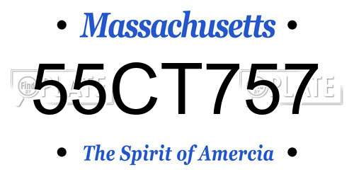 55CT757 Massachusetts License Plate