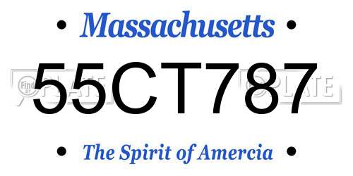 55CT787 Massachusetts License Plate
