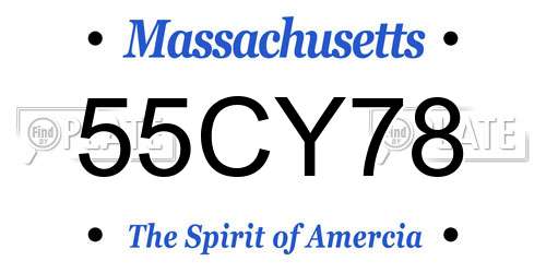55CY78 Massachusetts License Plate